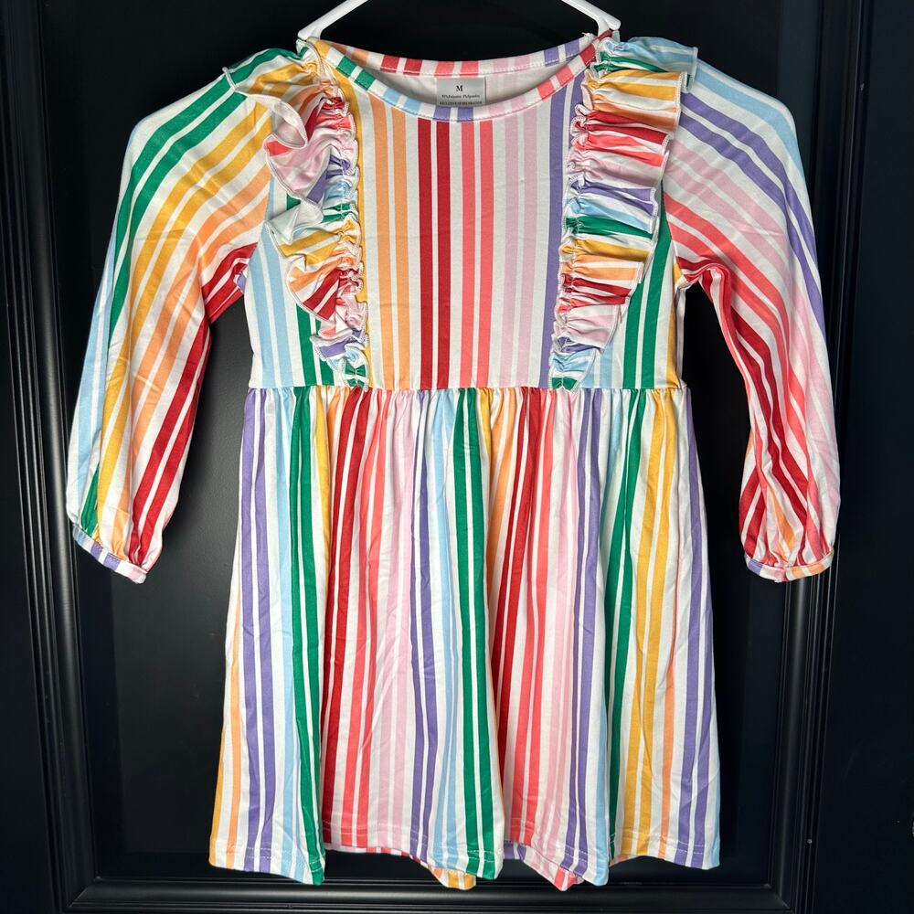 NWT- Girls 3T (M) Rainbow Ruffles Boutique Twirl Dress